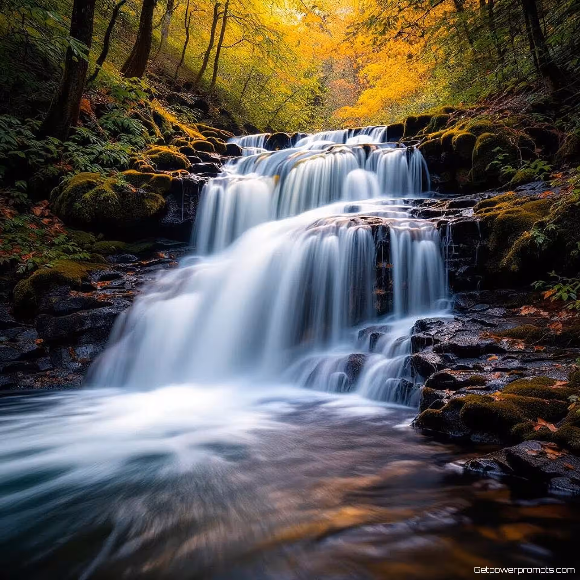Stromende waterval, fotografie met bewegingsonscherpte in de schone kunsten, abstract expressionistisch esthetiek, horizontaal pannen perspectief, zacht natuurlijk licht belichting, dromerig atmosfeer, pasteltonen tonen, artistieke beweging vastleggen, opzettelijke camerabeweging, galerij tentoonstellingskwaliteit, dynamische visuele energie, expressieve onscherpte-effecten