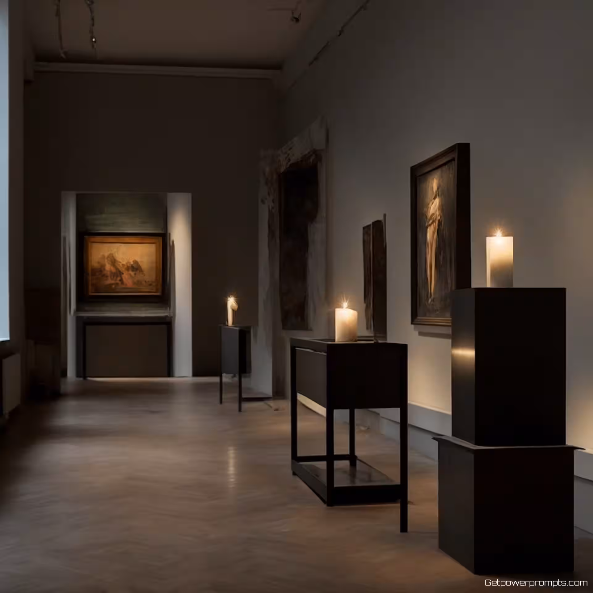 antieke boeken en kaars, fijne kunst stilleven fotografie, modern minimalistisch esthetiek, gecentreerde compositie perspectief, clair-obscur verlichting verlichting, rustig en vredig atmosfeer, artistieke opstelling, museumkwaliteit, galerijpresentatie